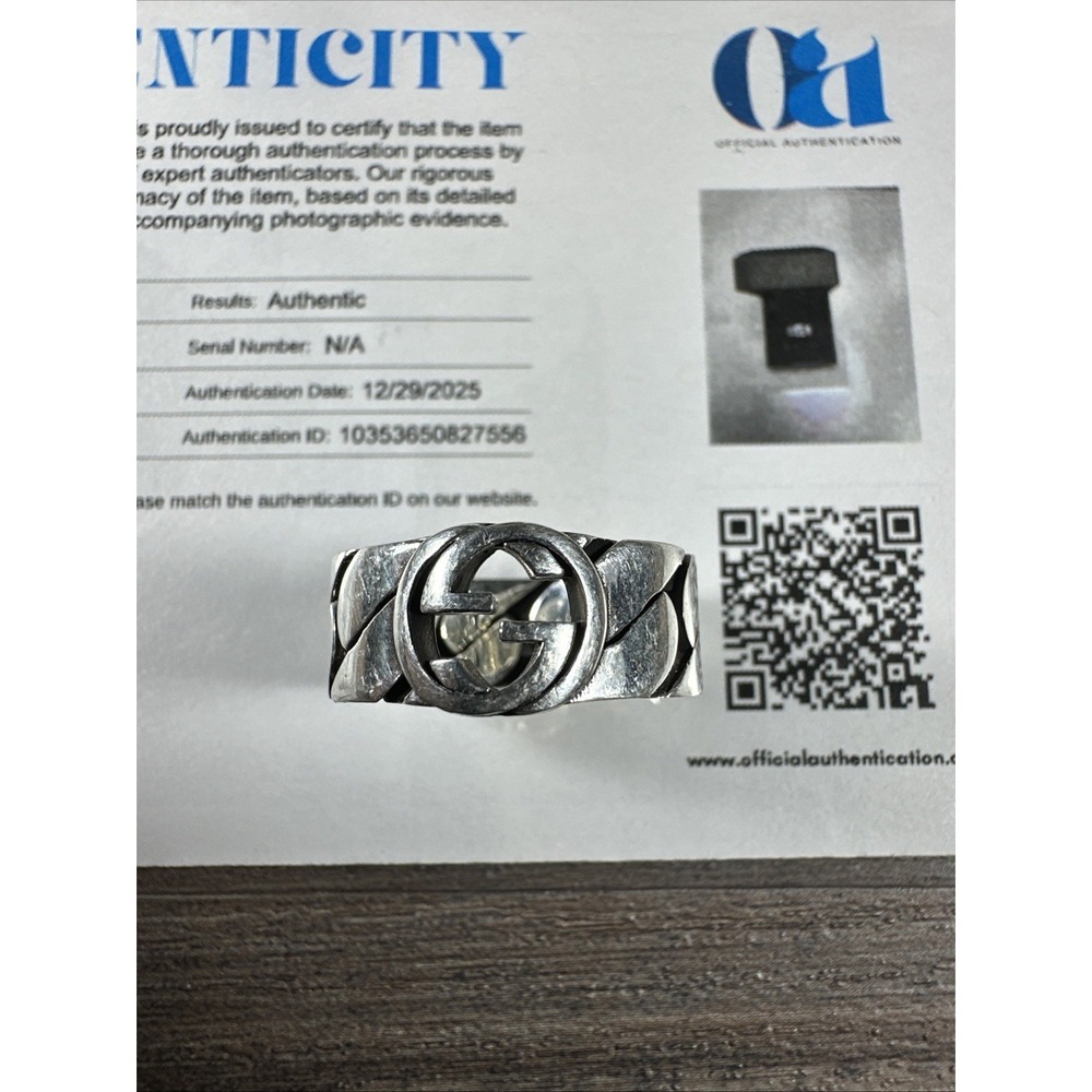 Gucci Interlocking G Ring | Sterling Silver | Size 15G (6.5) With COA - Picture 2 of 7